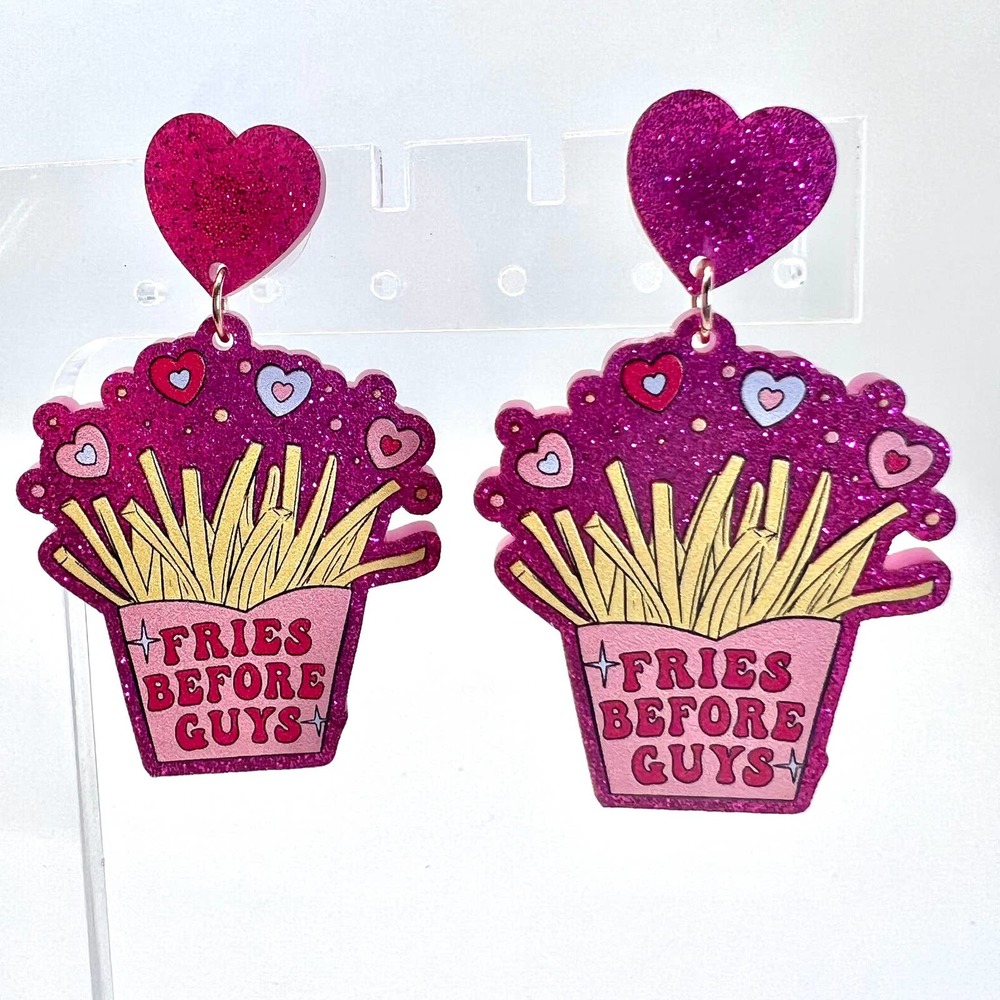 Fries Before Guys Earrings - Girl Power Earrings - Fem Earrings - French Fries